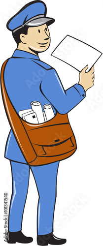 Mailman Deliver Letter Isolated Cartoon