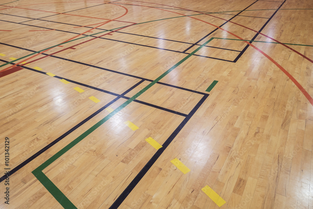 Retro indoor gymnasium floor