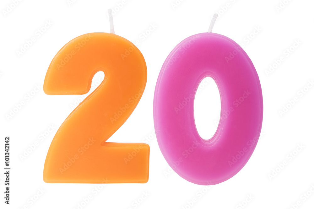 Fotografie Twentieth birthday candles isolated