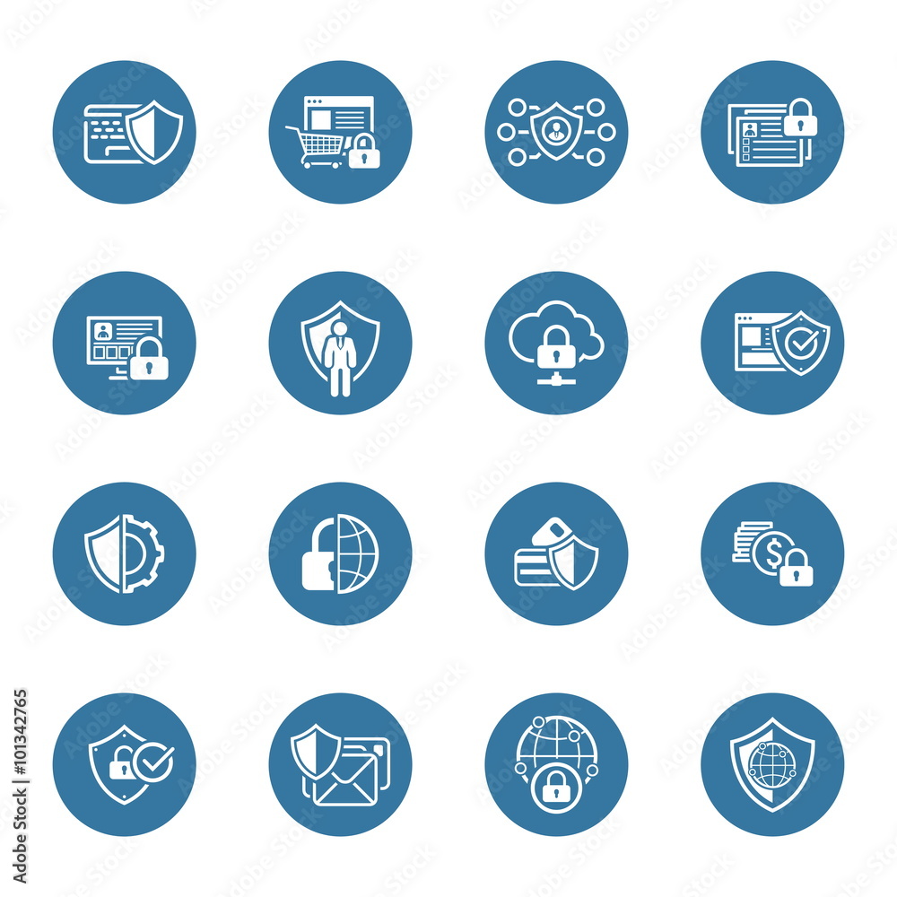 Flat Design Protection and Security Icons Set. Flat Design Protection and Security Icons Set.