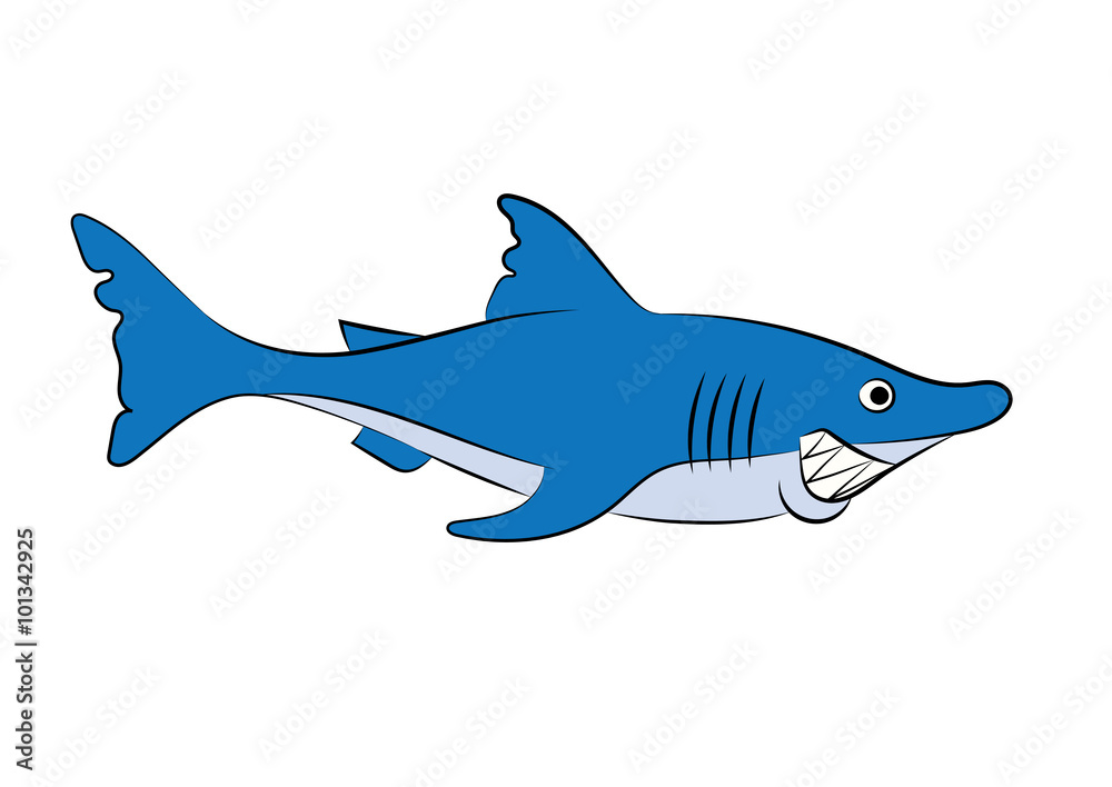 illustration of a cheerful animation shark for the children's book illustration of a cheerful animation shark for the children's book