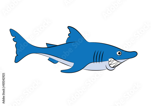 illustration of a cheerful animation shark for the children's book