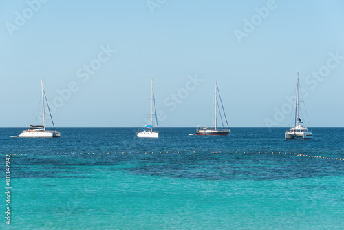 Yacht sailing on tropical sea at windy day © ake1150