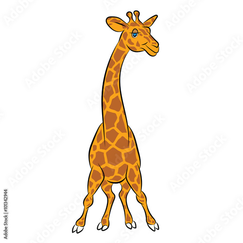 Illustration of an amusing animation giraffe for the children's book 