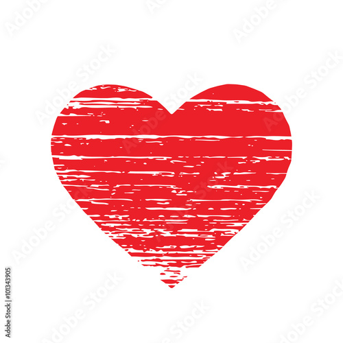 Scrached REd heart. Vector graphic photo