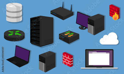 network topology LAN objects icon design router server networking hardware switch