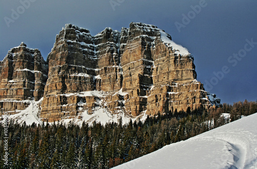 Breccia Peak and Cliffs in winter on Togwotee Pass between Dubois and the Grand Teton National Park / Jackson Hole (valley) in Wyoming United States photo