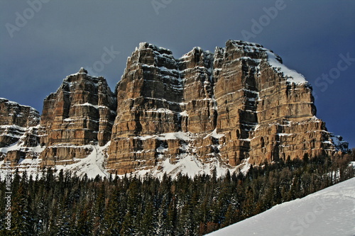 Breccia Peak and Cliffs in winter on Togwotee Pass between Dubois and the Grand Tetons National Park / Jackson Hole (valley) where the Absaroka and Wind River ranges meet photo