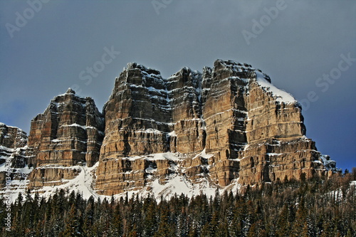 Breccia Peak and Cliffs in winter on Togwotee Pass between Dubois and the Grand Tetons National Park / Jackson Hole (valley) where the Absaroka and Wind River ranges meet photo
