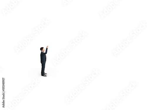 Small man to the greeting on white background