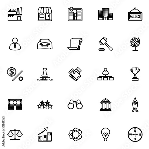 Franchise line icons on white background