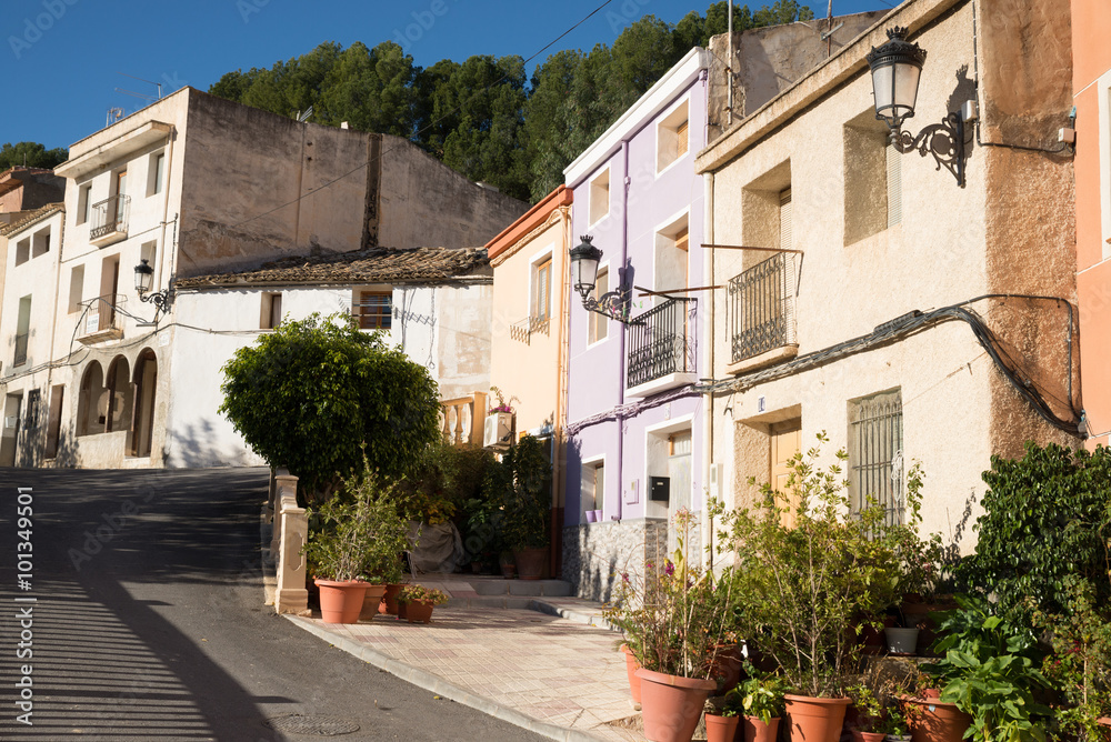 Costa Blanca village street with whitewashed facades