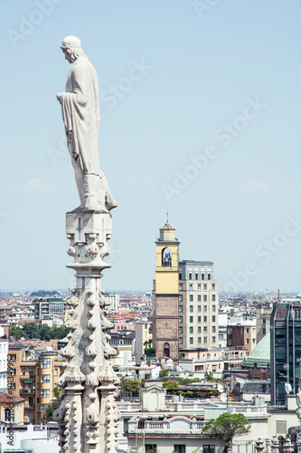 View of the city Milan from the Duomo cathedral, Italy photo