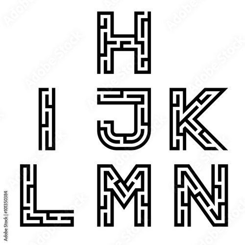 vector real maze alphabet font letters - part 2