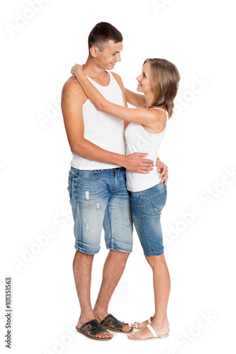 Young enamored couple in breeches