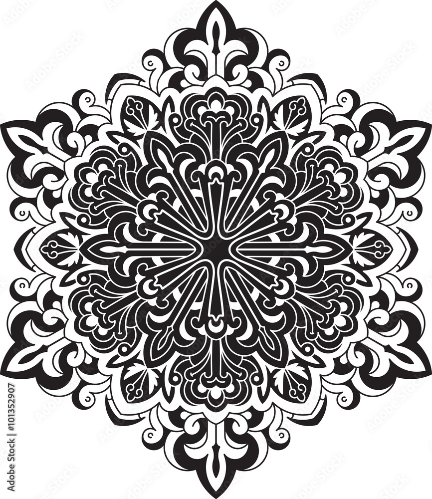 Abstract vector black round lace design - mandala, ethnic decora Abstract vector black round lace design - mandala, ethnic decora