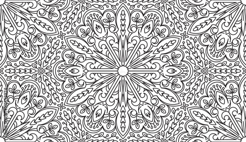 Seamless Abstract Tribal Black-White Pattern. Hand Drawn Ethnic