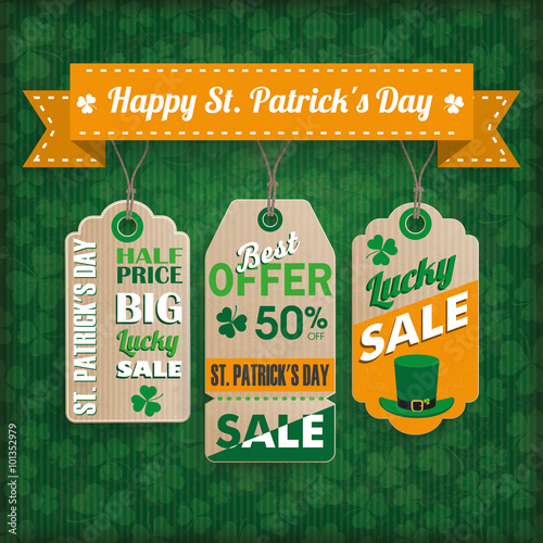 St. Patricks Day Vintage Ribbon 3 Price Stickers photo