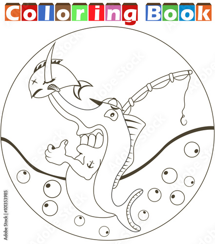 cartoon swordfish  coloring book