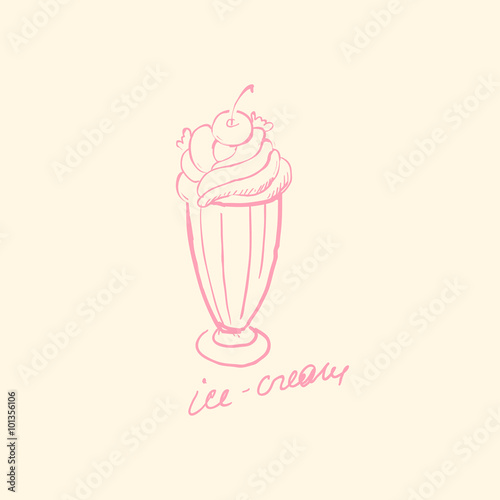 Ice Cream Dessert. Vector Illustration