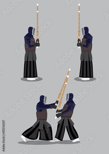 Kendo Sparring Vector Illustration