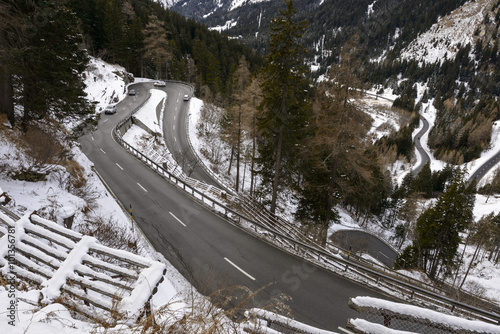 Maloja pass road hairpin turns , Switzerland