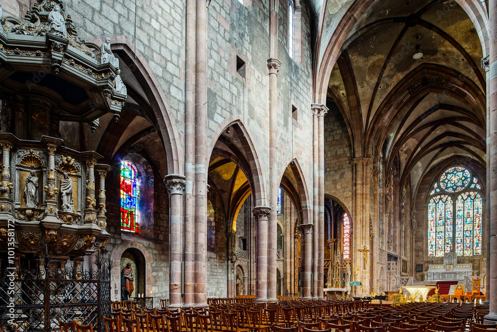 Cathedral Saint-Georges in Selestat, majestic interior
