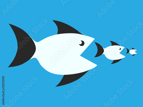 Fishes eating each other