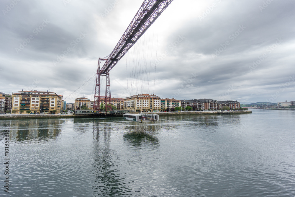 Wide angle of the Bizkaia suspension bridge
