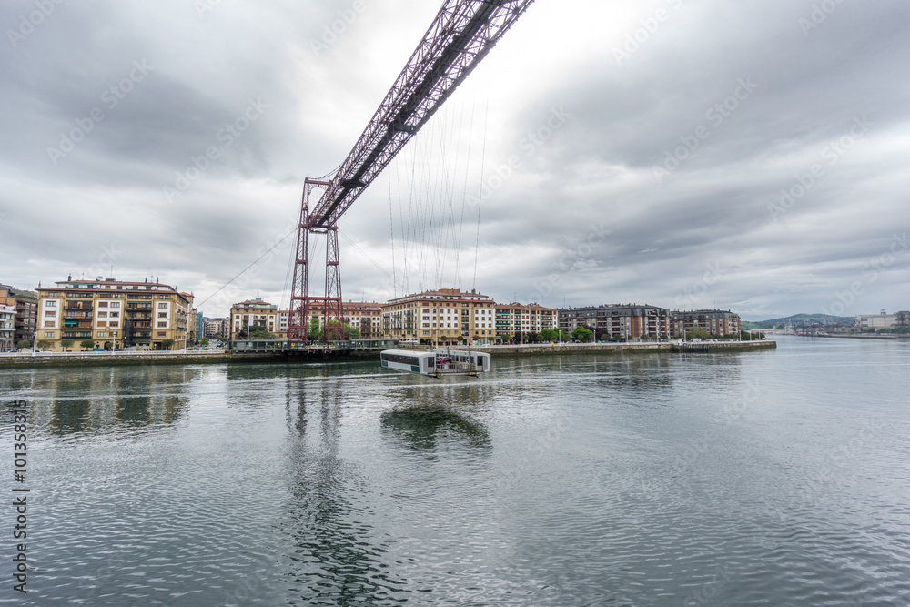 Fototapeta premium Wide angle of the Bizkaia suspension bridge