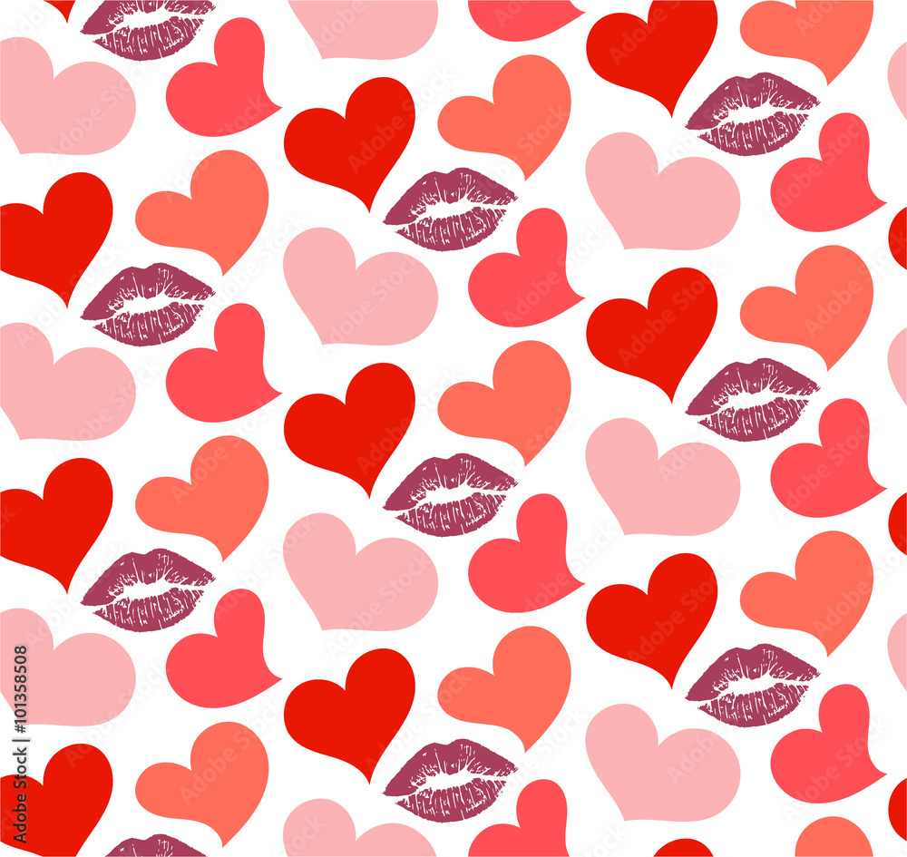 seamless pattern with kisses and hearts seamless pattern with kisses and hearts