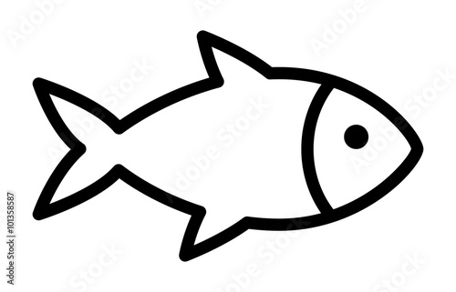 Tablou canvas Fish or seafood line art icon for food apps and websites