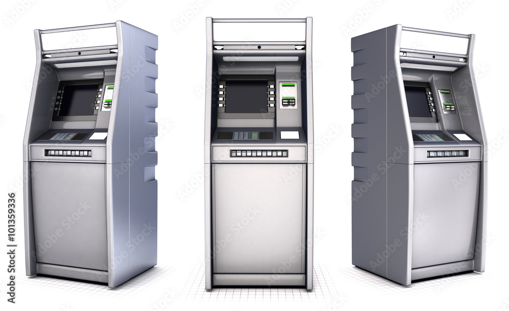 ATM Bank Cash Machine. Set. Isolated on white ATM Bank Cash Machine. Set. Isolated on white