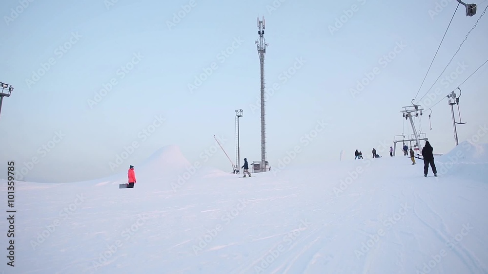 Ski lift in the ski resort Ski lift in the ski resort