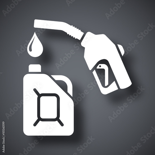 Gun for fuel pump and canister of fuel, stock vector