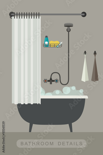 Bathroom interior with bath.