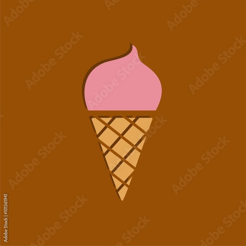 Icono de helado en color sobre un fondo marrón. Ilustración vectorial