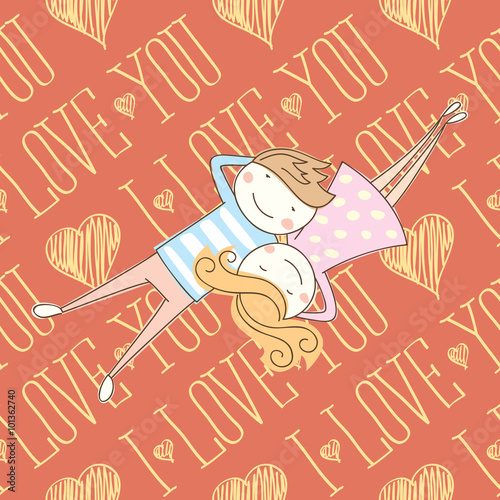 Vector Seamless Card With Couple 01 [Converted] photo