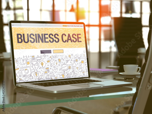 Laptop Screen with Business Case Concept.