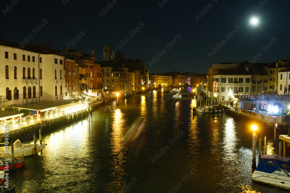Grand Canal night view. Venice, Italy.