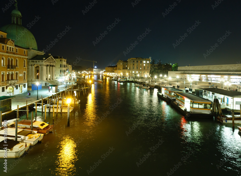 Grand Canal night view. Venice, Italy.