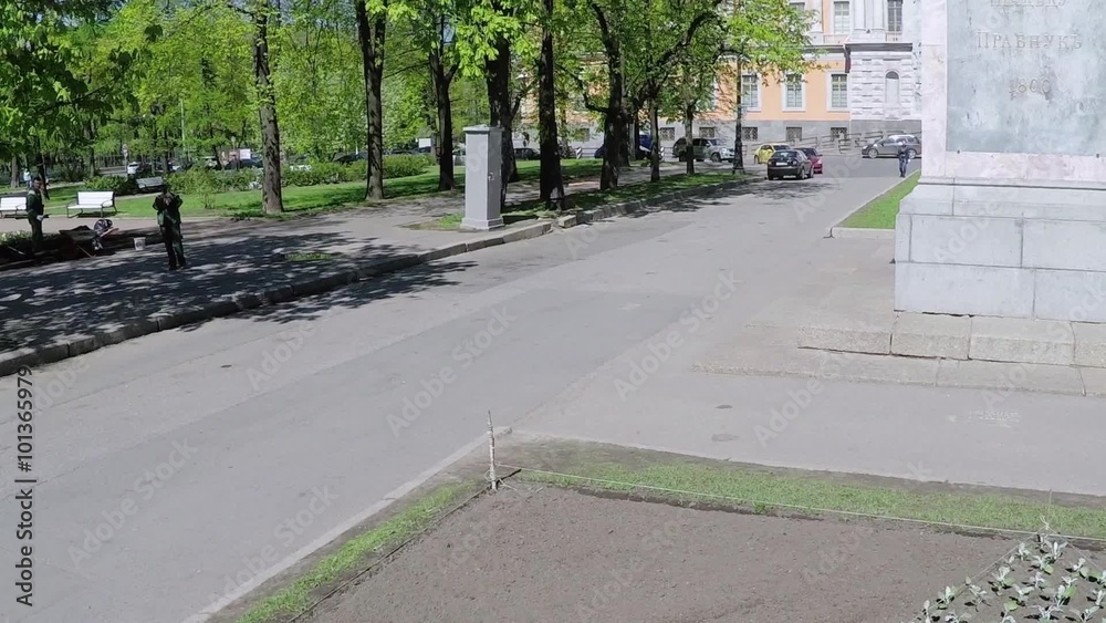 Quadrocopter shoot monument of Peter the Great in Saint Petersburg. Slow motion Quadrocopter shoot monument of Peter the Great in Saint Petersburg. Slow motion