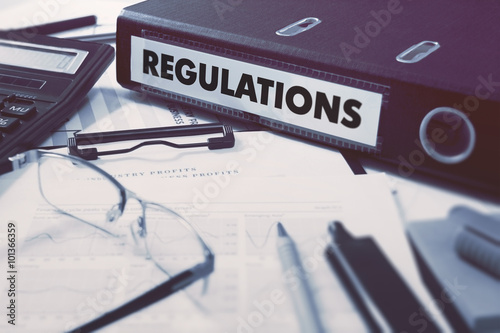 Regulations on Office Folder. Toned Image.