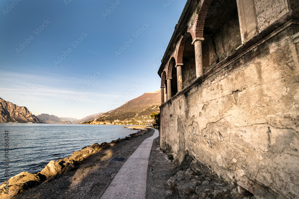 Panorama of Lake Garda (Italy) near the town of Malcesine.
