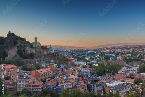 Evening view of Tbilisi from Narikala Fortress
