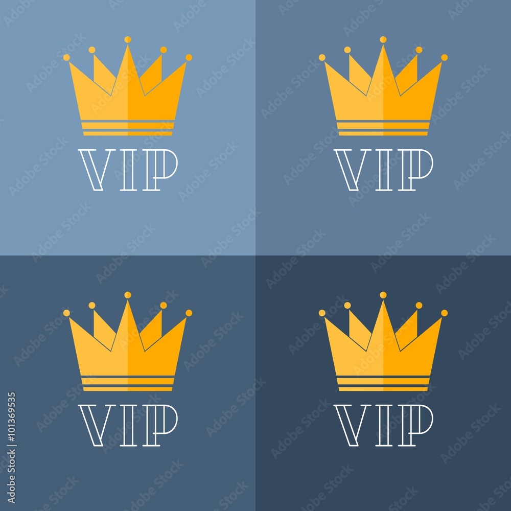 VIP logos set in flat style and line style vector in bright colors. VIP members only banner VIP logos set in flat style and line style vector in bright colors. VIP members only banner