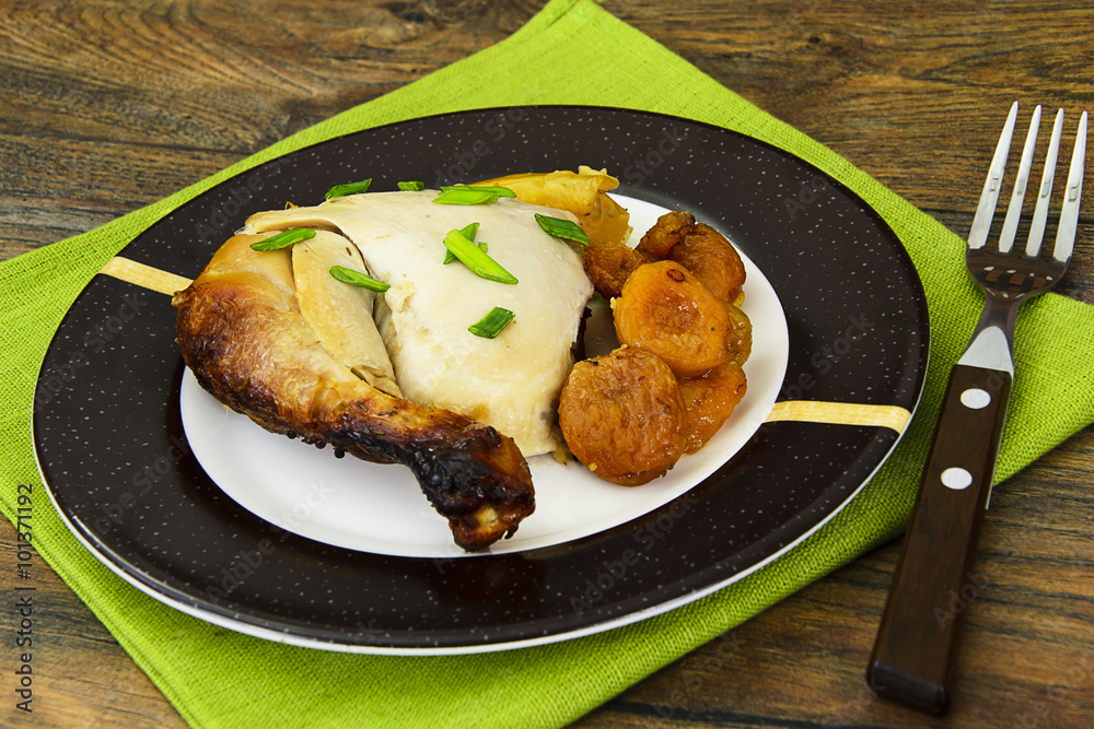 Chicken Ham, Baked with Dried Apricots, Apples and Carrots Chicken Ham, Baked with Dried Apricots, Apples and Carrots