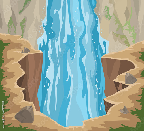 Waterfall vector nature background