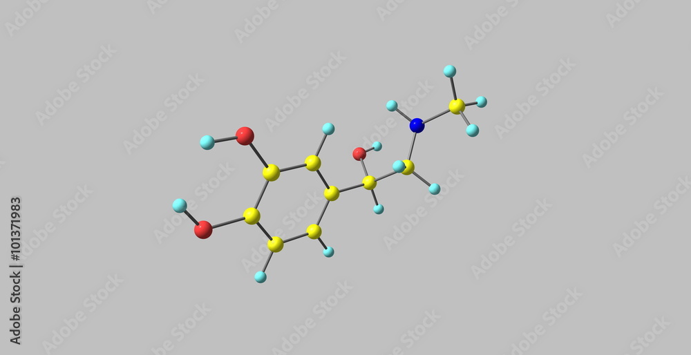 Adrenaline molecular structure isolated on grey Adrenaline molecular structure isolated on grey