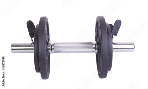 Dumbbells weights isolated on white background